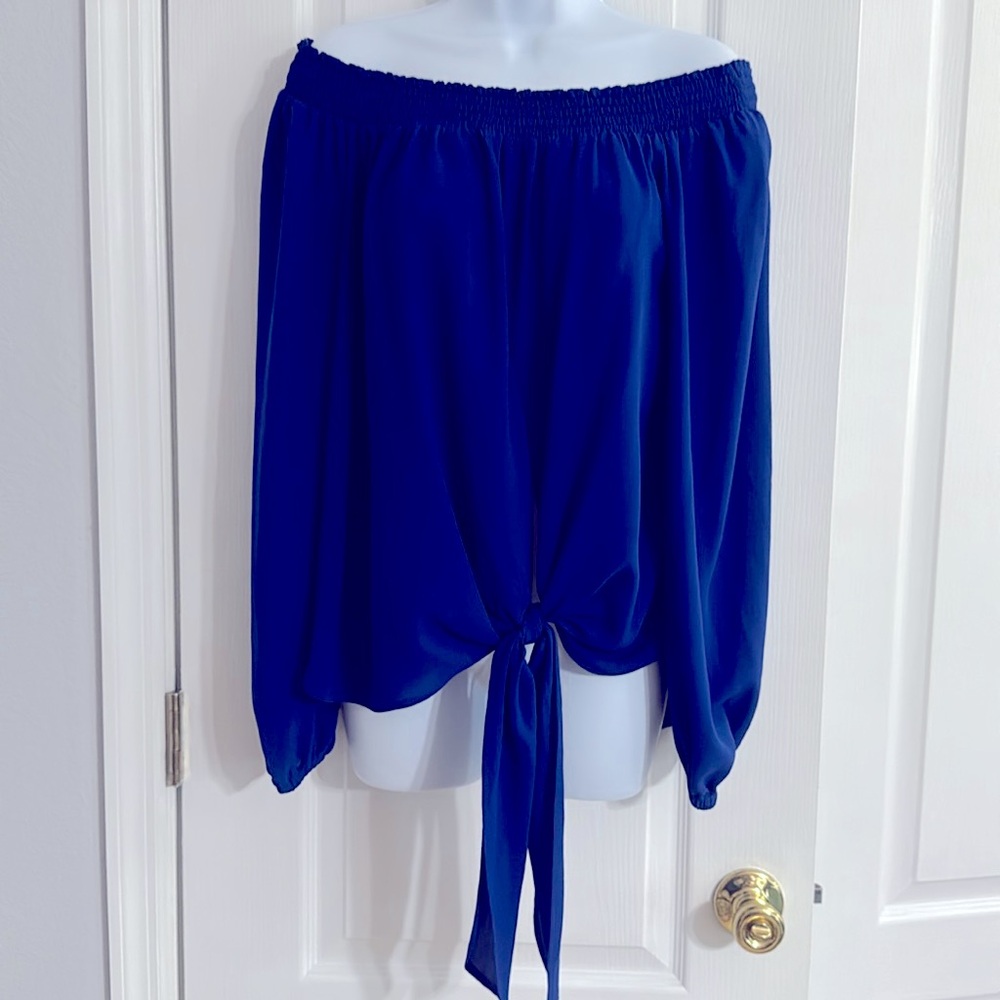 Michaels Royal Blue Off-Shoulder Blouse